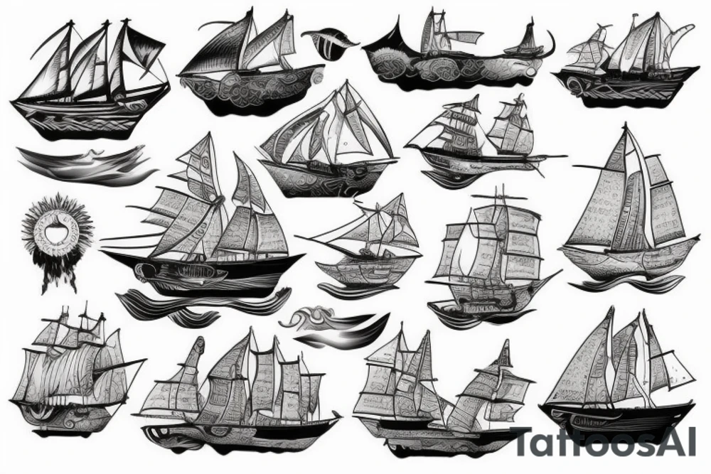 Japanese sailing ship tattoo idea