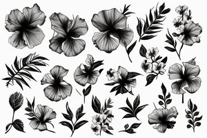 Hibiscus woth leaves tattoo idea