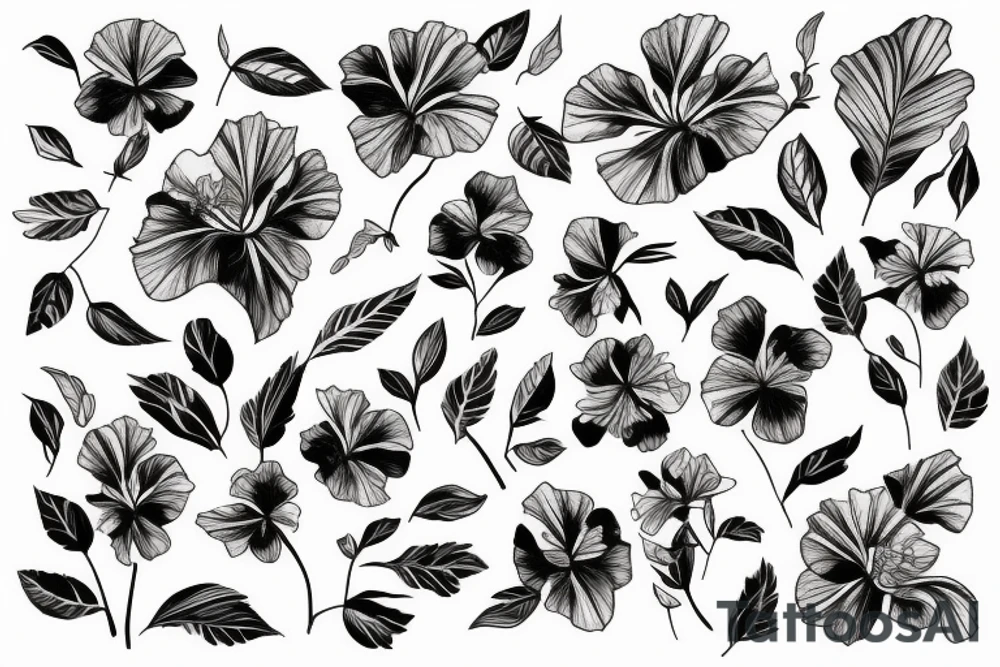 Hibiscus woth leaves tattoo idea