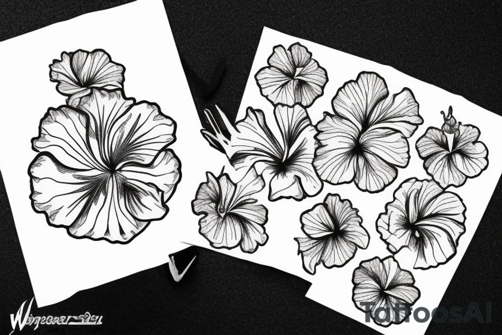 Hibiscus woth leaves tattoo idea