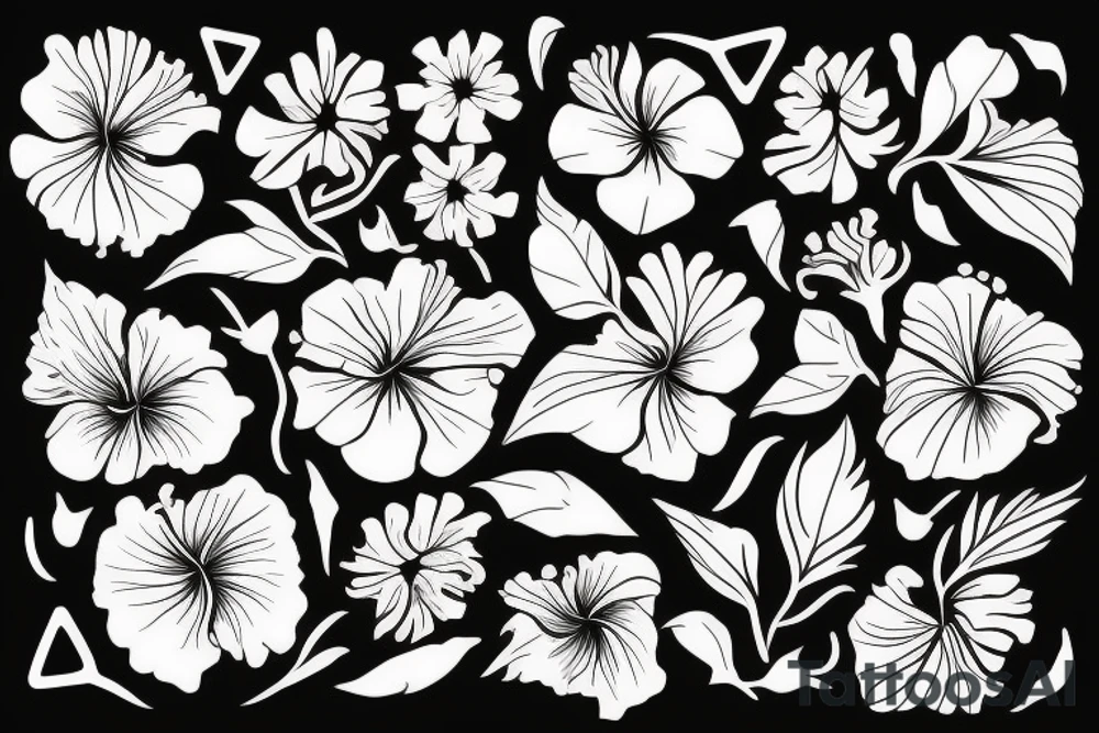 Hibiscus woth leaves tattoo idea