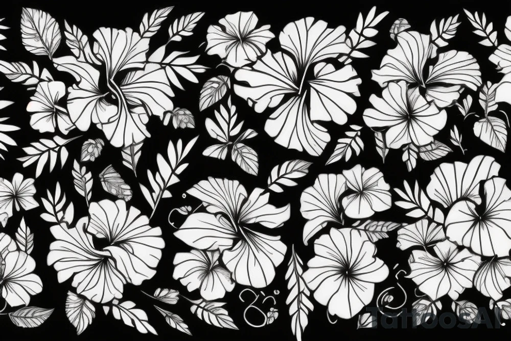 Hibiscus woth leaves tattoo idea
