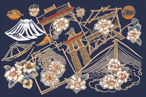 golden gate bridge, water, wind, Japanese flower tattoo idea