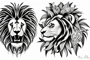 Lion in lily of the valleys tattoo idea