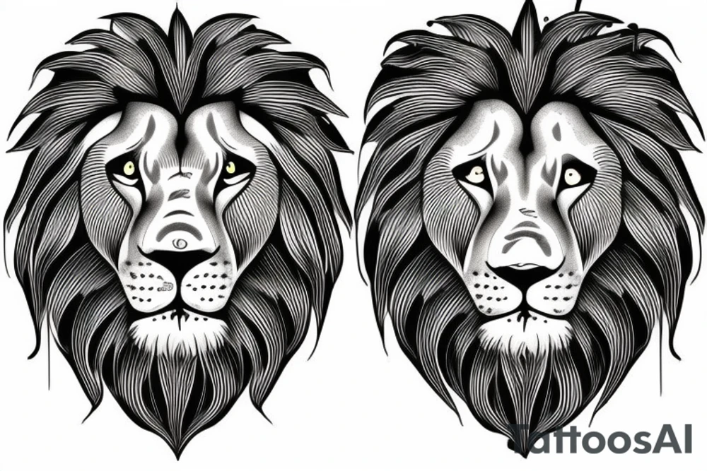 Lion in lily of the valleys tattoo idea