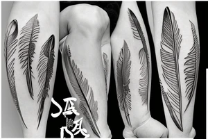 Six parakeet feathers tattoo idea