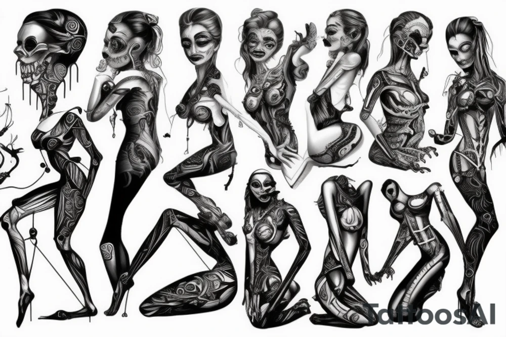 Bio mechanical evil woman tattoo idea