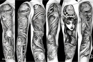 Bio mechanical evil woman tattoo idea
