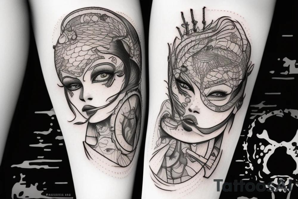Bio mechanical evil woman tattoo idea
