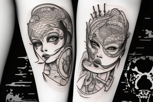 Bio mechanical evil woman tattoo idea