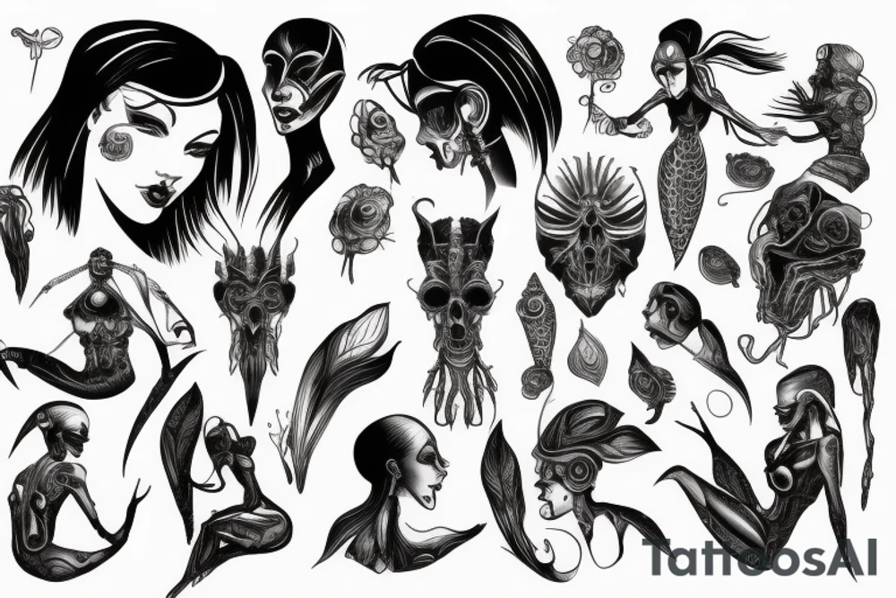 Bio mechanical evil woman tattoo idea