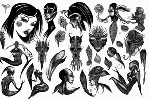 Bio mechanical evil woman tattoo idea