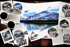 scenic view of a lake in Italy with the mountains in the background on the table in the foreground is a glass of negroni tattoo idea