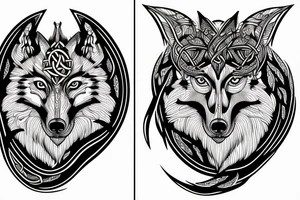 Viking wolf into yggdrasil tattoo idea