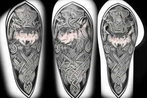 Viking wolf into yggdrasil tattoo idea