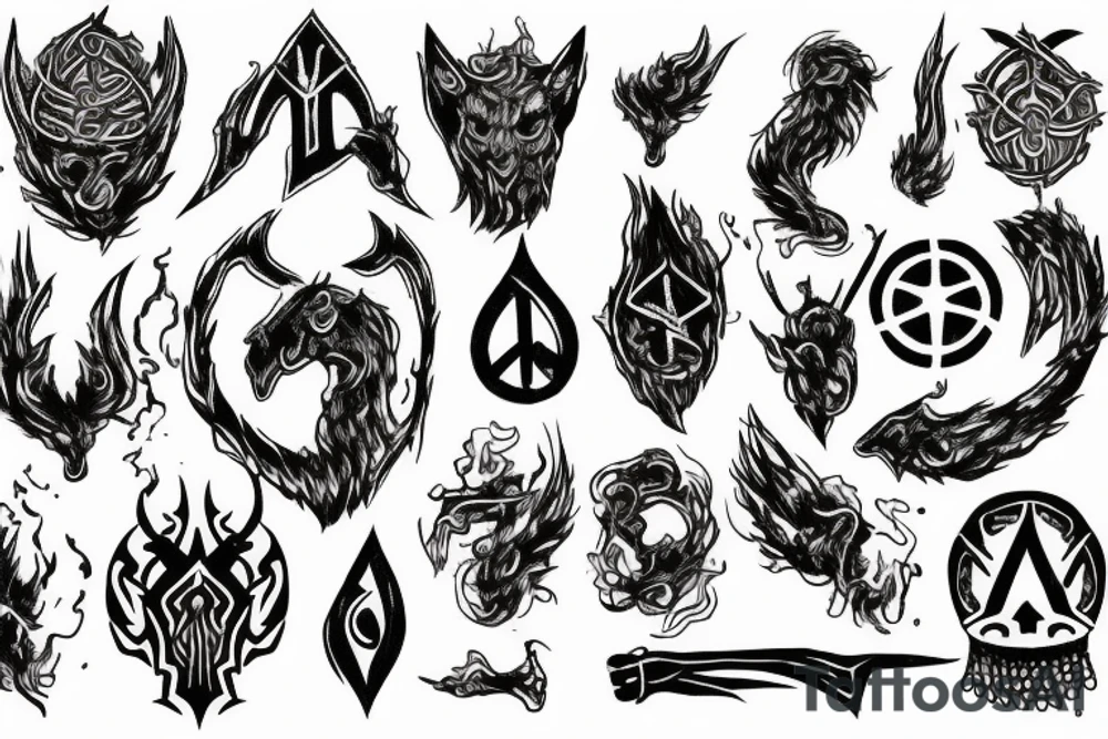 Vikin symbols of war  rapped in fire and earth tattoo idea