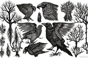 raven tree to roots tattoo idea