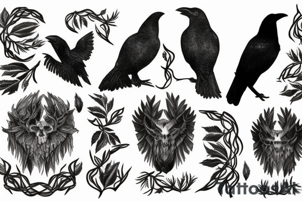 raven forest to roots tattoo idea