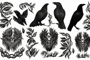 raven forest to roots tattoo idea