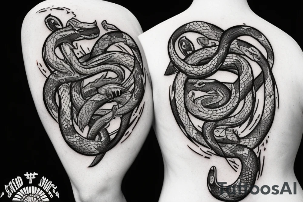 a sword attacking a shield and snakes around them tattoo idea a sword attacking a shield and snakes around them tattoo idea