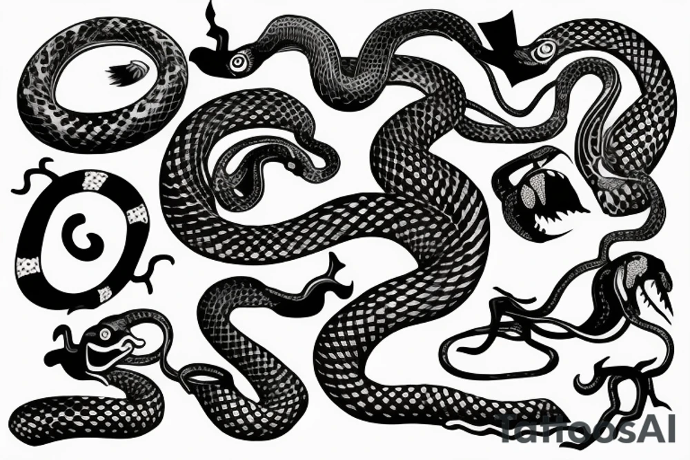 a snake on top of crown with a diamond tattoo idea