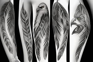 A wrap around eagle feather tattoo idea