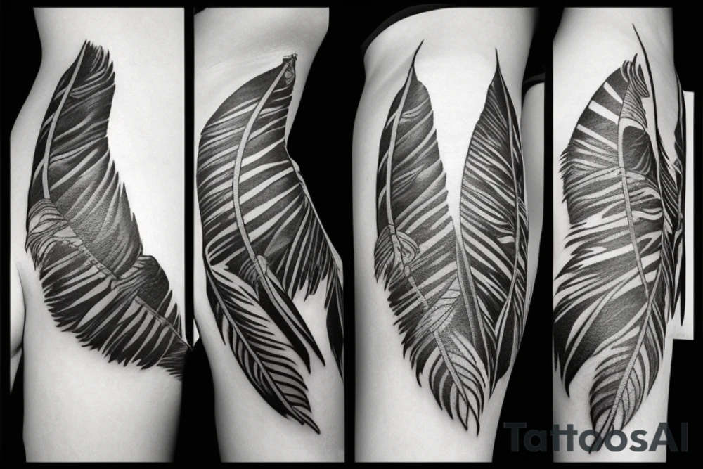 A wrap around eagle feather tattoo idea
