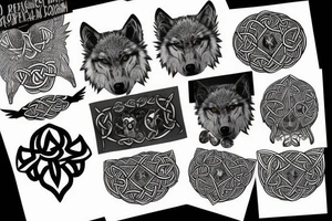 Celtic wolf and a crow tattoo idea
