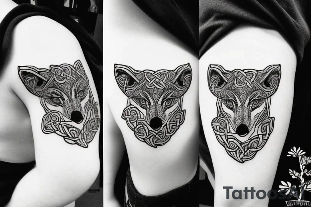 Celtic wolf and a crow tattoo idea