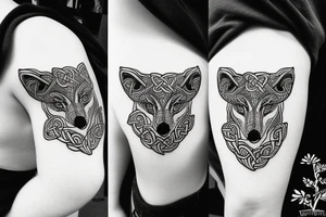 Celtic wolf and a crow tattoo idea