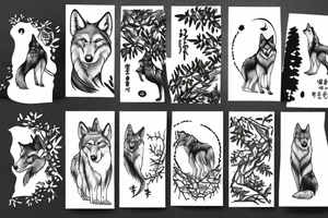 Wolf among the forest and a woman tattoo idea