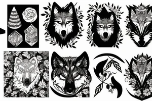 Wolf among the forest and a woman tattoo idea