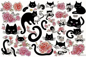 11 cats in Chinese portrait style tattoo idea