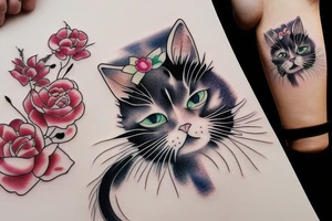 11 cats in Chinese portrait style tattoo idea