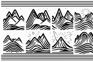 Waves. Mountains. Sun tattoo idea