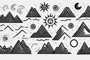 Waves. Mountains. Sun tattoo idea