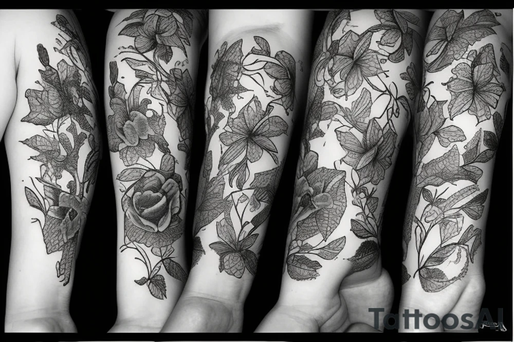 Flowers with lizzard tattoo idea