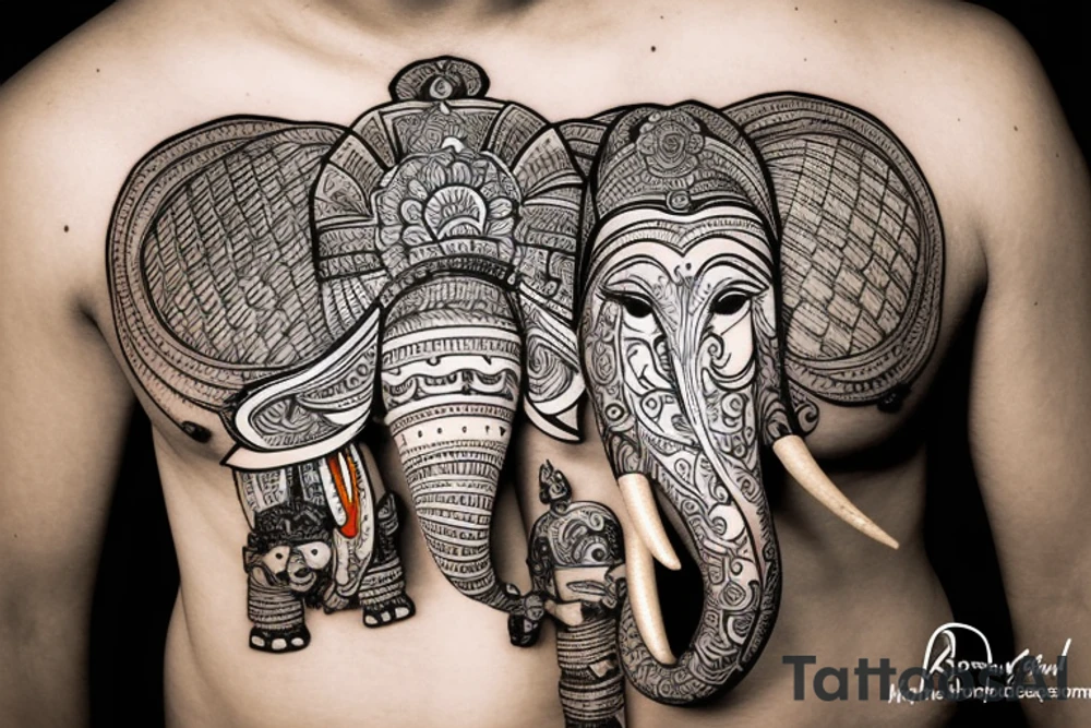 elephant front, kerala, kathakali, theyam tattoo idea