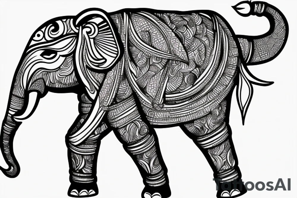 elephant front, kathakali tattoo idea