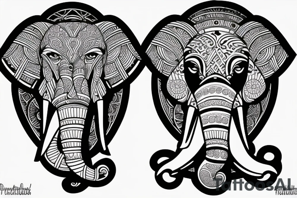 elephant front, kathakali tattoo idea