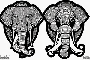 elephant front, kathakali tattoo idea