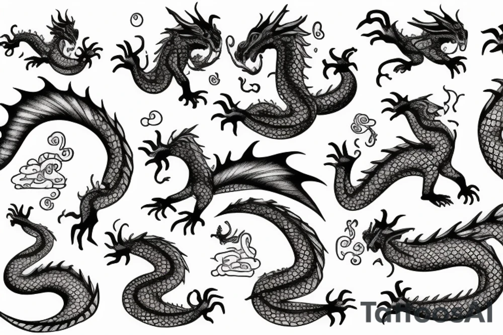 A house with a dragon floating out of it tattoo idea