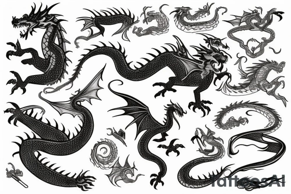 A house with a dragon floating out of it tattoo idea