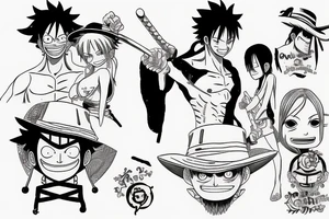 Monkey D Luffy , Rorona Zoro and Sanji Vinsmoke tattoo idea