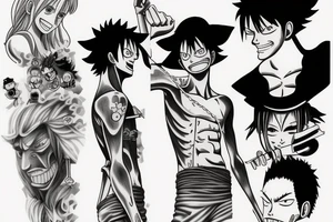 Monkey D Luffy , Rorona Zoro and Sanji Vinsmoke tattoo idea