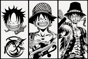 Monkey D Luffy , Rorona Zoro and Sanji Vinsmoke monster trip tattoo idea