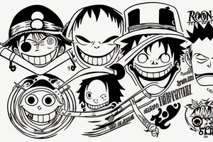 Monkey D Luffy , Rorona Zoro and Sanji Vinsmoke monster trip tattoo idea