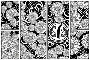 tattoo for late grandmother with sun and 
chrysanthemum and the date 06.07.1955 and infinity sign tattoo idea