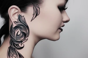 Sexy Girl Face side view elegant flamingo thunder tattoo idea