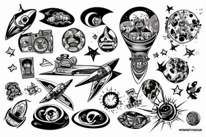 Spaceship with sky is the limit tattoo idea